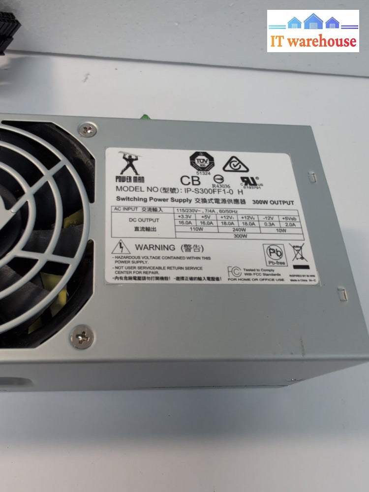 Power Man IP-S300FF1-0 H 300Watt Switching Power Supply 24pin Tested -