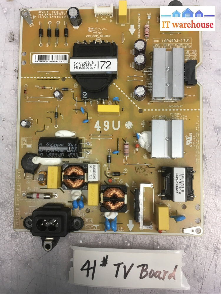 + Power Supply Board LGP49DJ-17U1, EAX67189201, EAY64511101 For LG 49UK6200PUA
