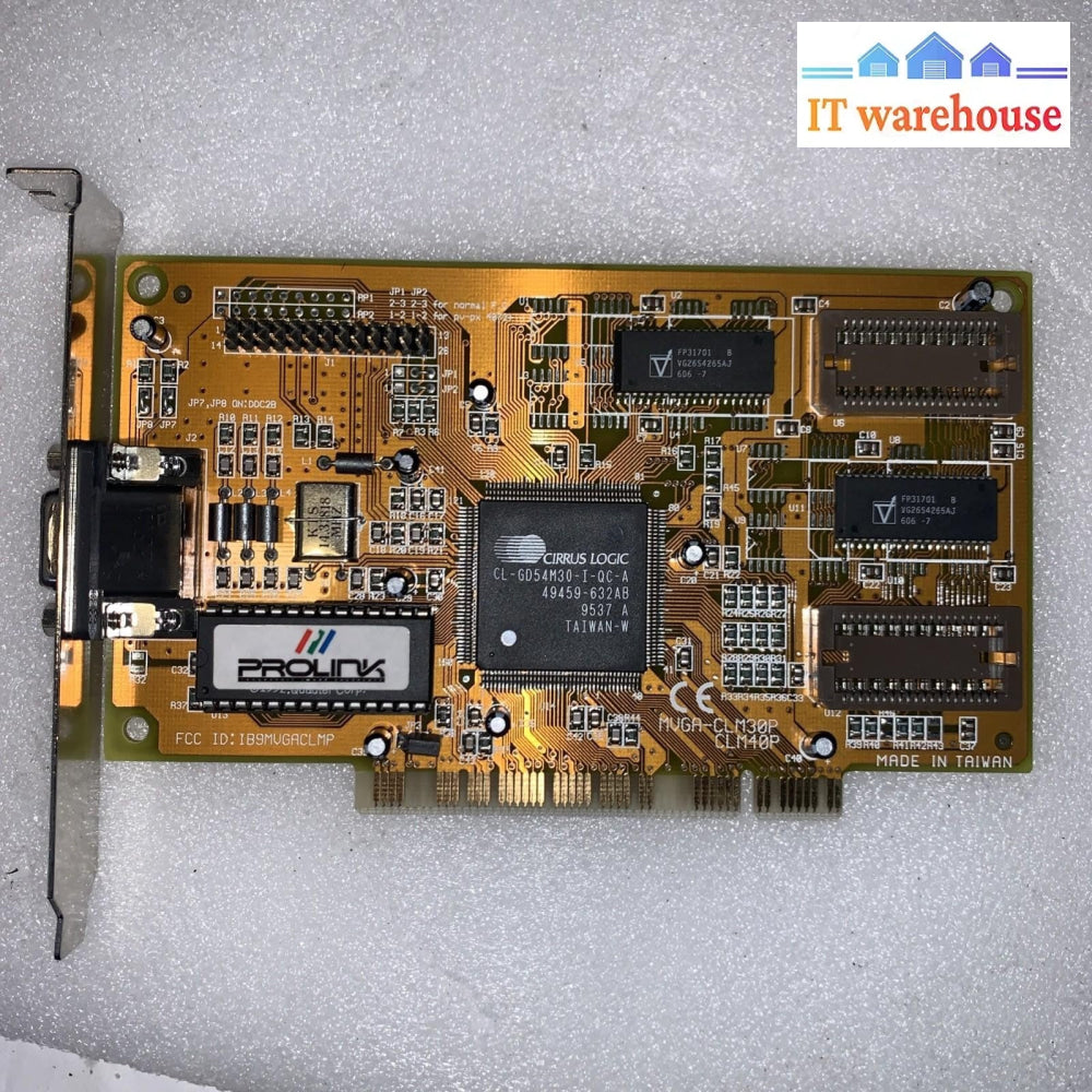 Prolink MVGA-CLM30P/CLM40 GD54xx ISA VGA Video Card 1MB Retro 386 486 DOS Gaming