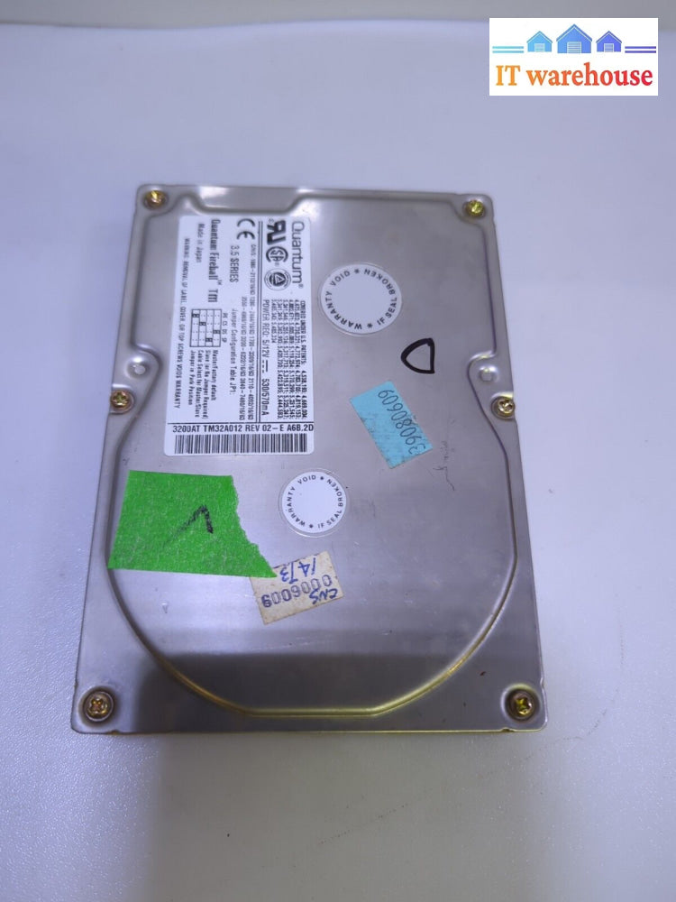 Quantum Fireball 3.5’ Ide Hard Drive 3.2Gb 3200At Tm32A012 Tested -