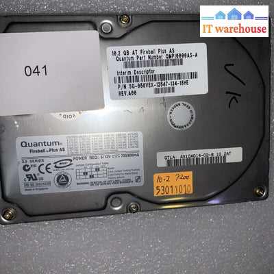 Quantum Fireball Plus AS 10.2GB QMP10000AS-A IDE 3.5" Hard Drive AS10A014 TESTED