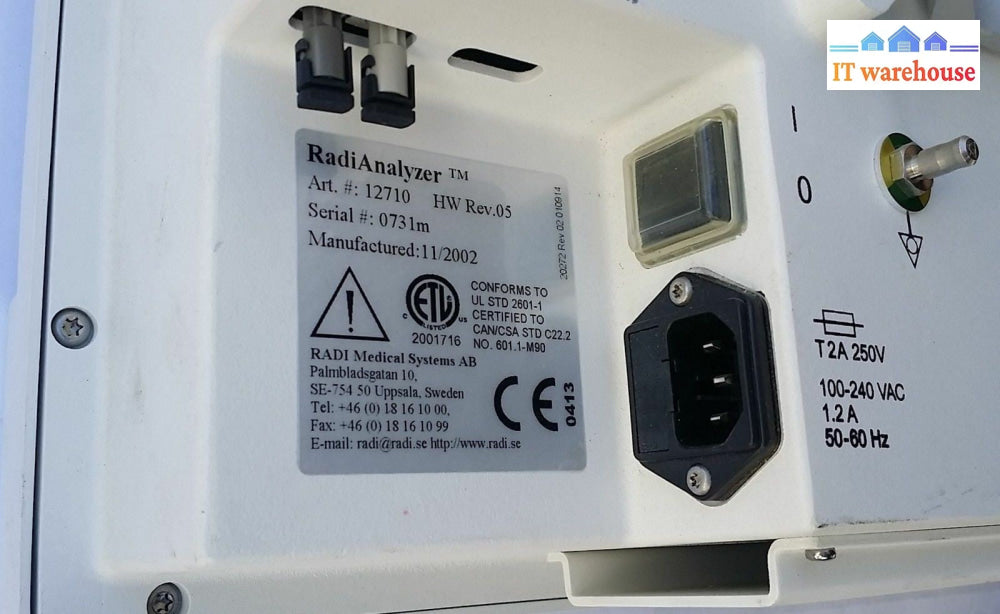 RadiAnalyzer 12710 Physiological Assesment monitor SHR-MD#03509 MD#RADI ANALYZER