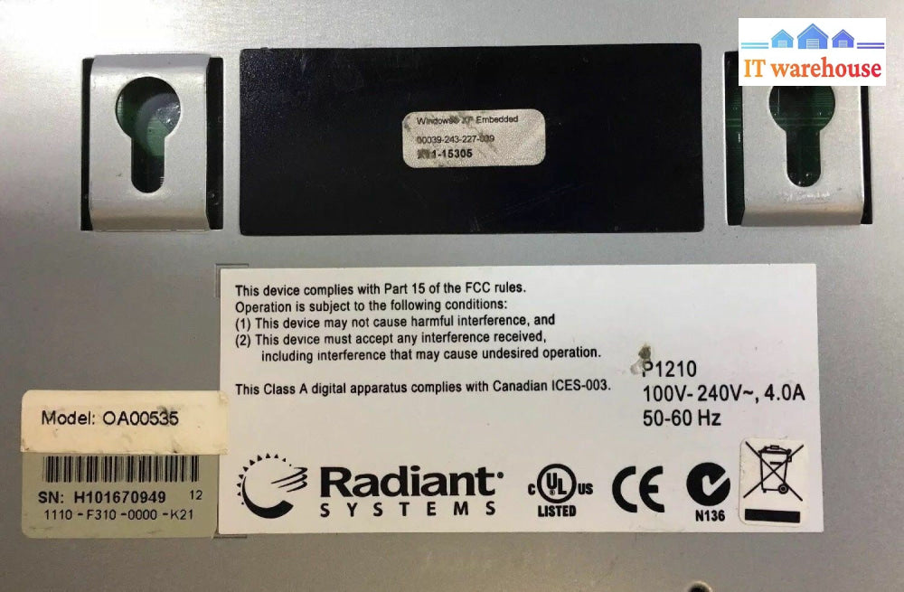 ~ Radiant Systems P1210 POS system OA00535
