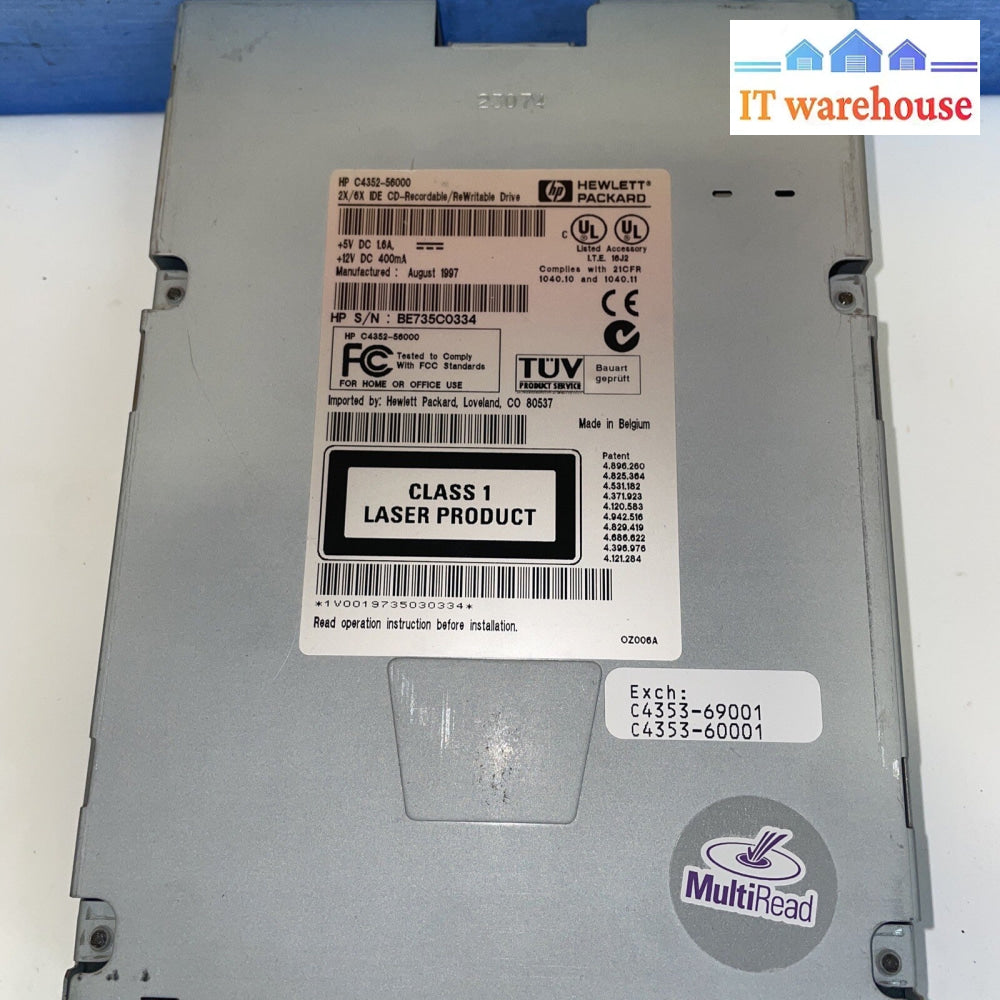 Rare~ HEWLETT PACKARD COMPANY C4352-56000 IDE 2X 6X CD-R/RW