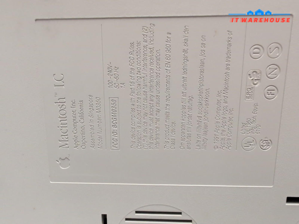 Rare Vintage Apple PC Macintosh LC M0350 With Monitor /Keyboard /Mouse Working -