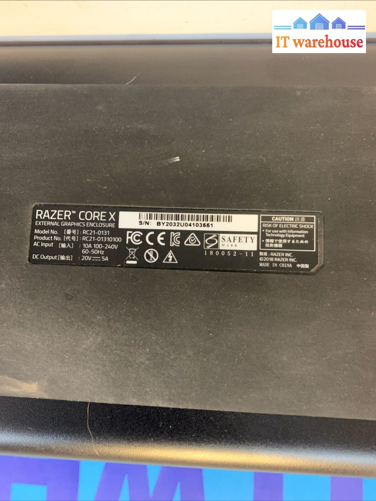 Razer Core X Thunderbolt 3 eGPU Enclosure (GPU & PSU not included)
