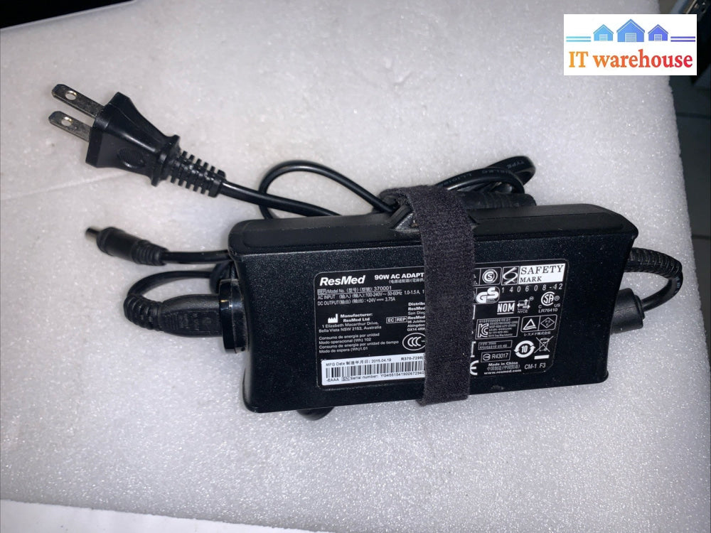 ResMed 90W AC Power Adapter Model 370001 24V 3.75A CPAP Supply
