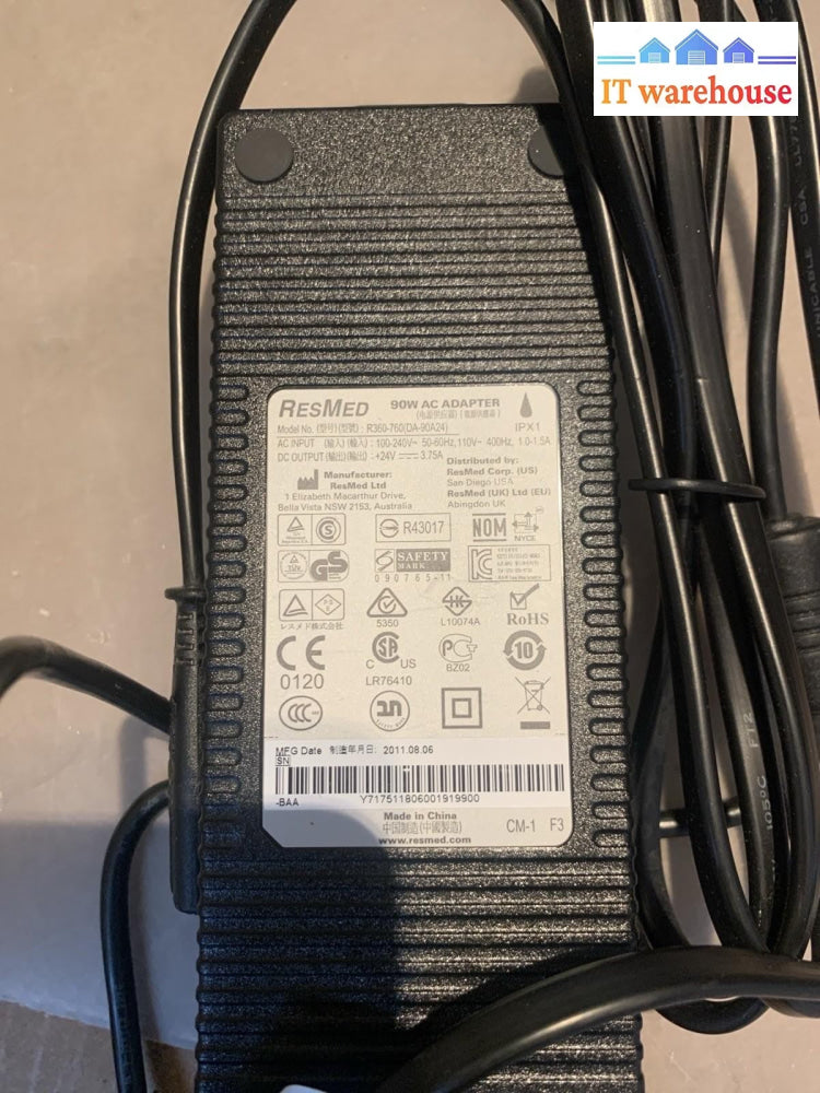 ResMed S9 90W AC Power Supply Adapter R360-760 / DA-90A24 – 24V 3.75A – Tested