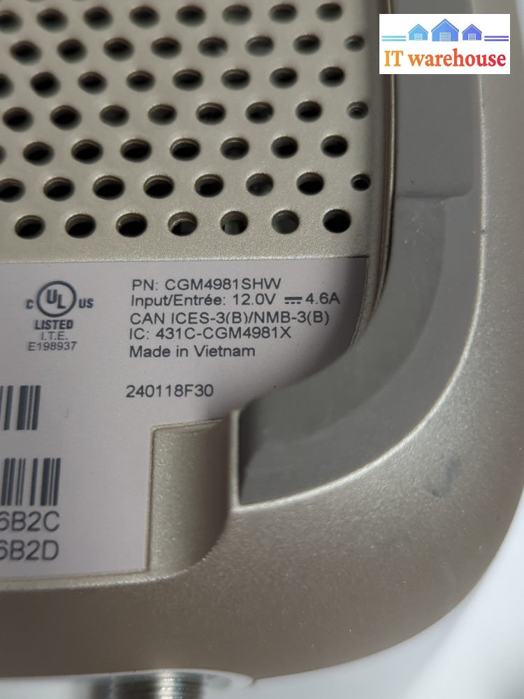 ROGERS CGM4981 CGM4981SHW 3.1 Tri-Band Wi-Fi 6 Panoramic Gateway Router W/AC