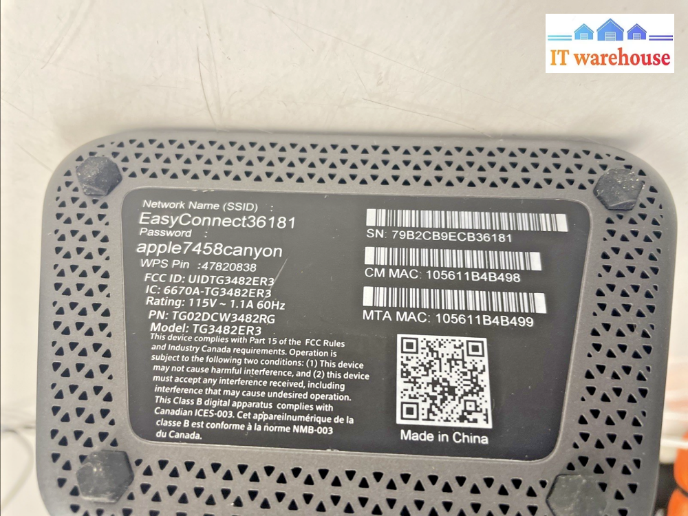 Rogers Ignite Wifi Modem/Router TG3482ER3 +