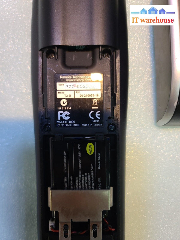 - Rti T2-B Universal Remote Controller W/ Charging Base & Power Supply Adapter