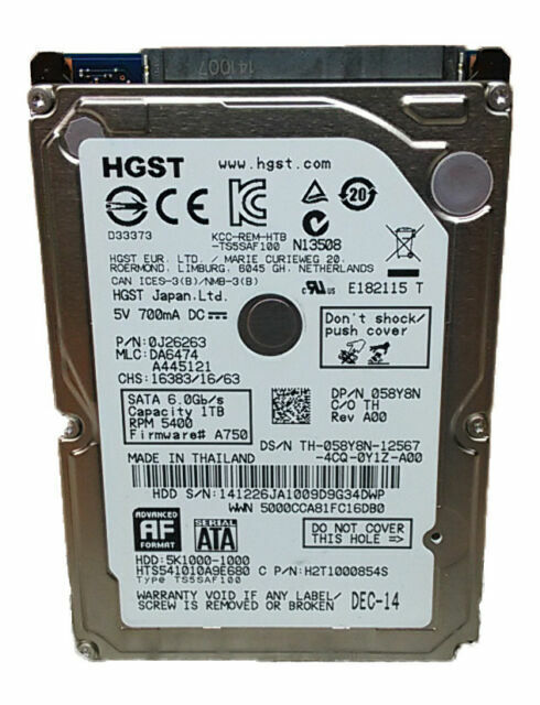 HGST Travelstar 5K1000 1TB 2.5 in SATA HDD HTS541010A9E680 -