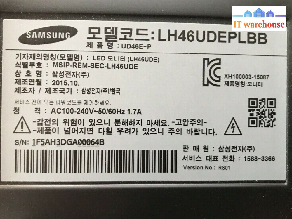 Samsung 46" LH46UDEPLBB BN91-16641A BN41-02408 Main Board TESTED