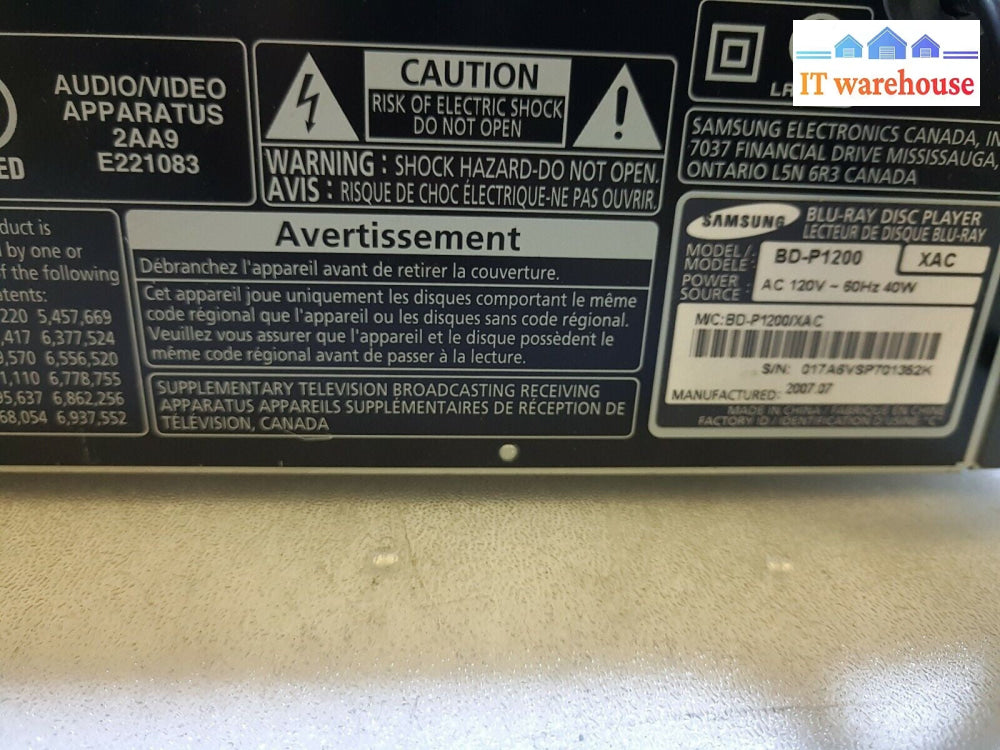 - Samsung BD-P1200 Blu-ray 1080P high-definition player tested (NO REMOTE)