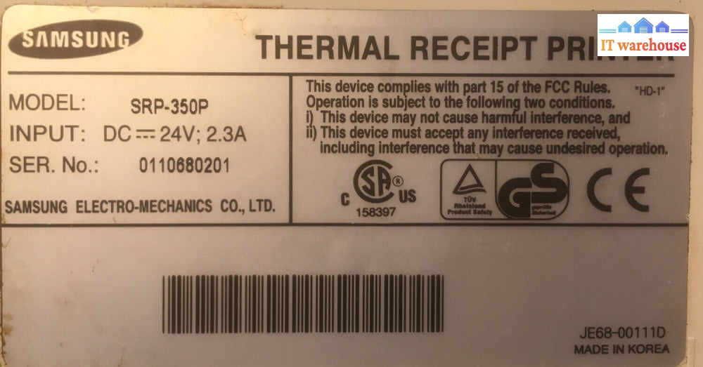 + Samsung Bixolon SRP-350 Thermal POS Receipt Printer Parallel  SRP-350P W/ AC