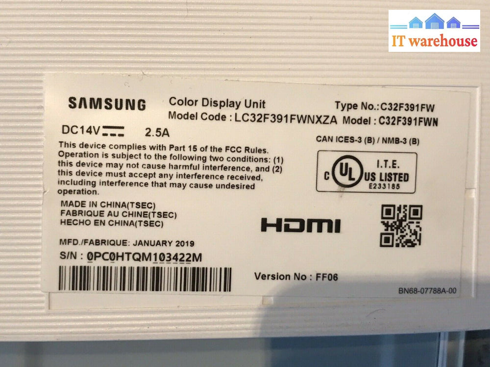 SAMSUNG LC32F391FWN LC32F391FWNXZA MONITOR MAINBOARD BN91-17623G / BN41-02513A