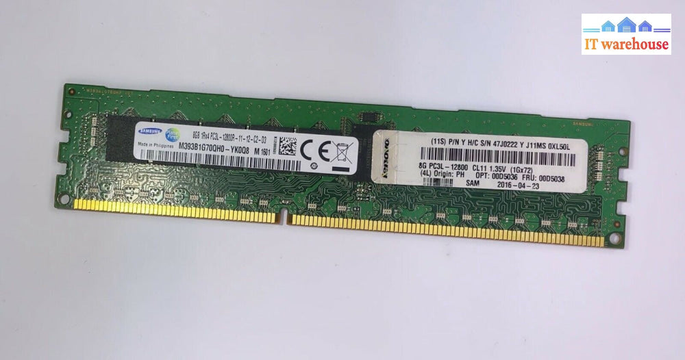 Samsung M393B1G70QH0-YK0 8GB PC3L-12800R DDR3-1600 1RX4 ECC (Server ) memory