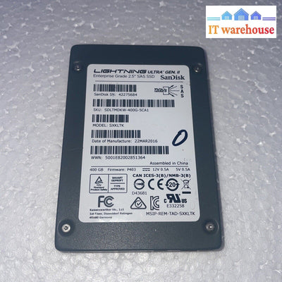 Sandisk 2.5’ Ssd 400Gb Cisco Lightning Ascend Gen Ii Sdltmdkm-400G Sxkltk