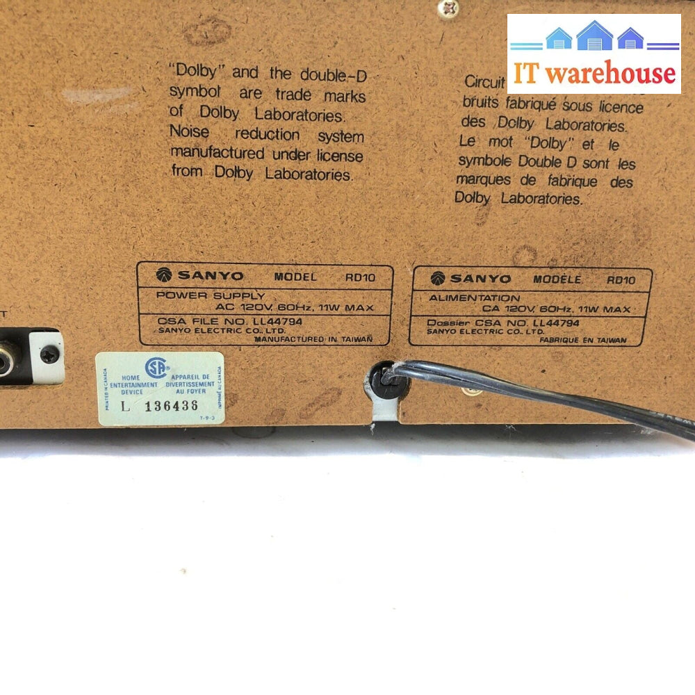 $ Sanyo RD 10 Stereo Cassette Deck - Retro/Vintage