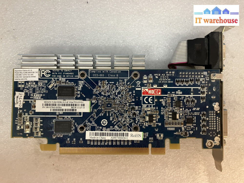~ Sapphire HD3450 512M DDR2 VGA S-VID DVI 188-0CE40-005SA Graphics Card *Tested*
