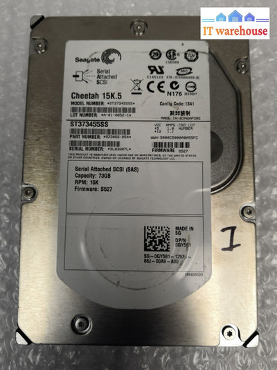 - Seagate 3.5" 73GB 15K RPM SAS HDD ST373455SS  GY581 @