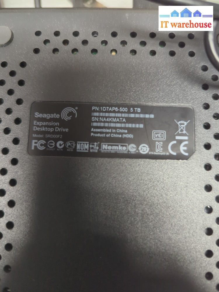 Seagate 5TB Expansion Desktop Hard Drive SRD00F2 With Cable Tested