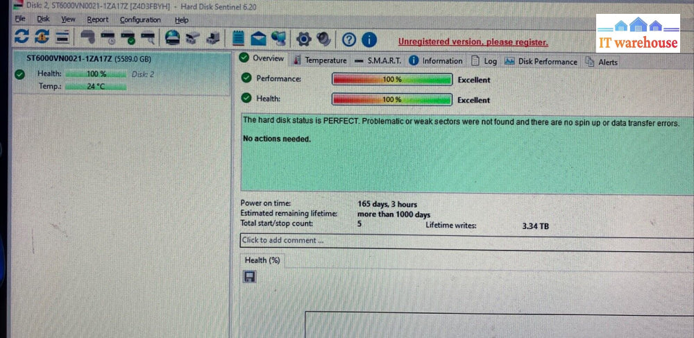 Seagate 6Tb Nas St6000Vn0021 Sata 3.5’ Hd 1Za17Z-501 (1000 Days Remaining)~