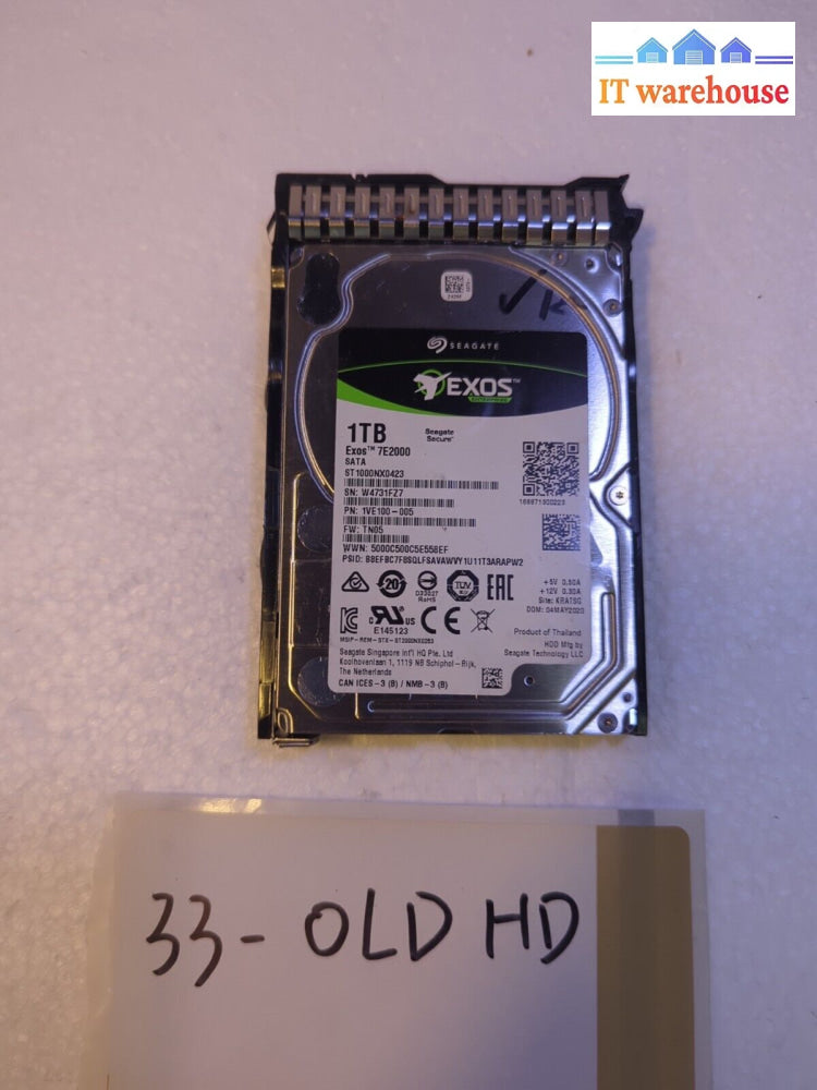 - Seagate Exos St1000Nx0423 1Tb 7.2K 6Gb/S 2.5” Sata Hard Drive W/Tray Tested