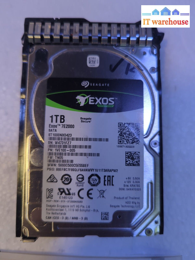 - Seagate Exos St1000Nx0423 1Tb 7.2K 6Gb/S 2.5” Sata Hard Drive W/Tray Tested