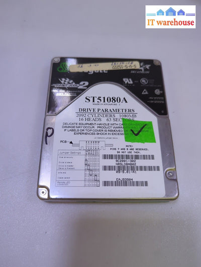 Seagate Medalist St51080A 1080Mb 3.5’ Ide Hard Disk Drive Tested -