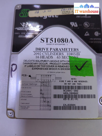 Seagate Medalist St51080A 1080Mb 3.5’ Ide Hard Disk Drive Tested -
