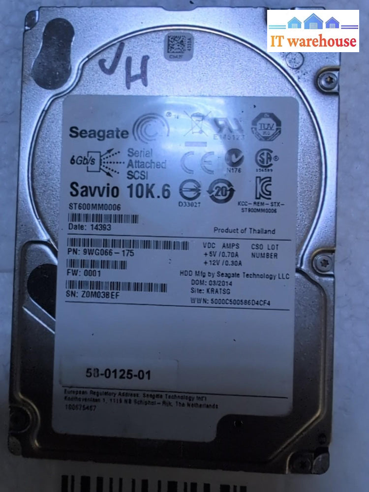 Seagate ST600MM0006 9WG066 600GB 2.5" SAS Hard Drive Tested -