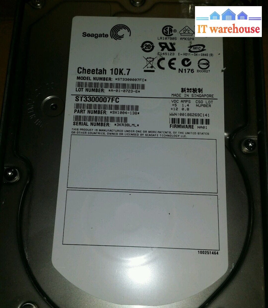 Seagate X276A-R5, 108-00083 - 300GB, 10000RPM, FC w/ tray for DS14FC
