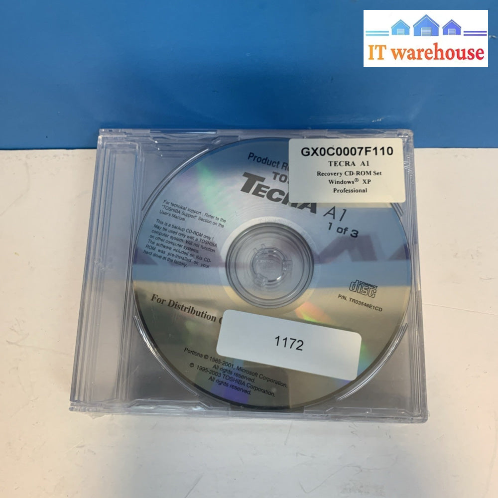 （Sealed) Operating System Windows  XP Pro Recovery CD for Toshiba Tecra A1