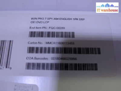 Sealed Windows Pro 7 Sp1 X64 English 1Pk Dsp(No Key)