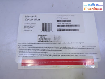 Sealed Windows Pro 7 Sp1 X64 English 1Pk Dsp(No Key)