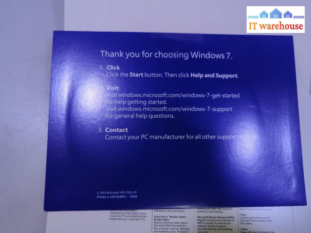 Sealed Windows Pro 7 Sp1 X64 English 1Pk Dsp(No Key)
