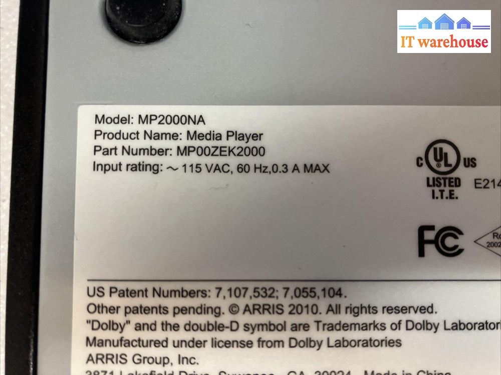 ~ SHAW ARRIS Digital Cable Box MP2000NA With Power Cord (No Remote, READ)