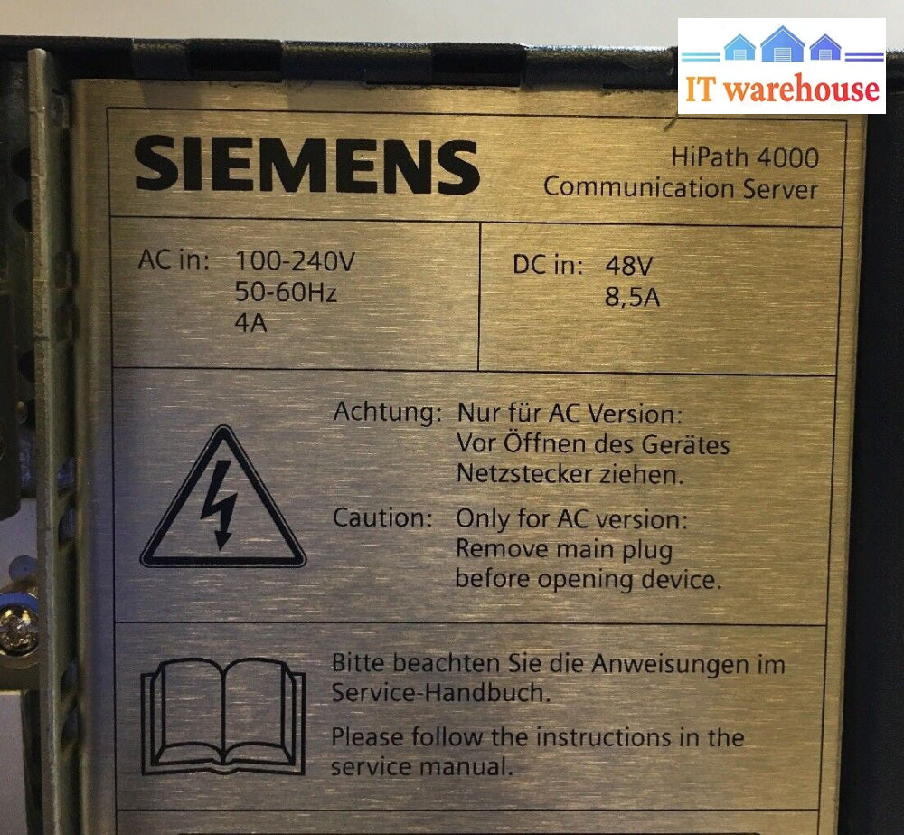 ~ SIEMENS HIPATH 4000 COMMUNICATION SERVER FRAME/CASE ONLY