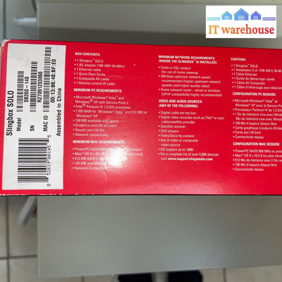 Sling Media Slingbox Solo Digital Hd Streamer Sb260-140 Brand New