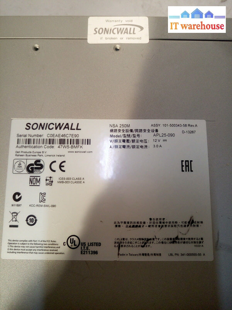 - SONICWALL NSA 250M VPN NETWORK SECURITY APPLIANCE APL25-090 @@@