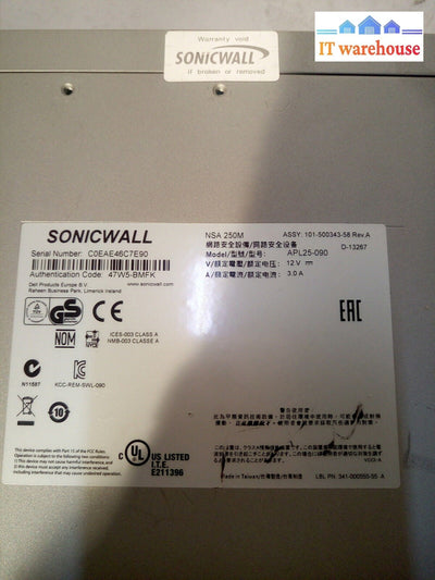 - SONICWALL NSA 250M VPN NETWORK SECURITY APPLIANCE APL25-090 @@@