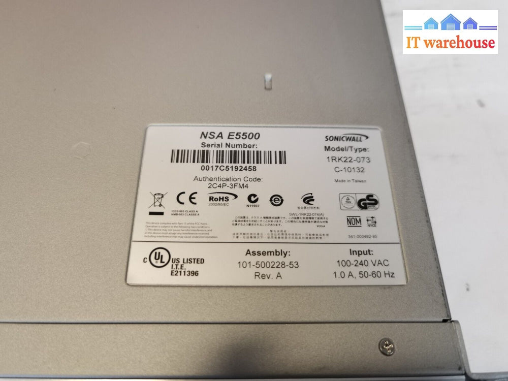$ Sonicwall NSA E5500 Model 1RK22-073 (no hard drive no licence)