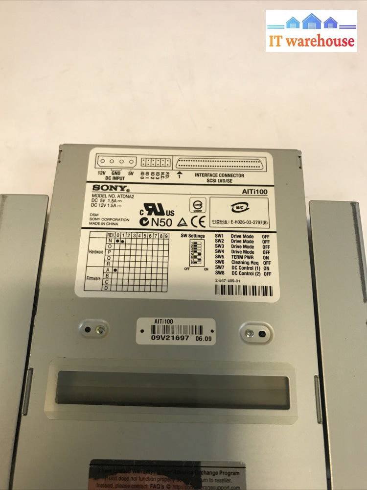 Sony A1 ATDNA2 68 pin SCSI Internal Tape Storage Drive Storstation