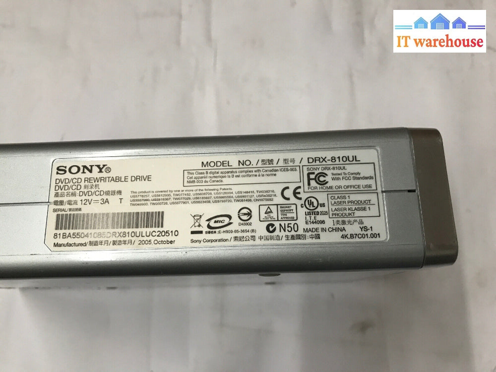 Sony Dvd/Cd Rewritable Drive Drx-810Ul 12V Volt 3A A Amp Drx810Ul