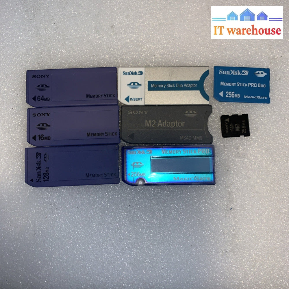 Sony Memory Sticks –64MB / 16MB / 128MB / 256MB PRO + PRO Duo + M2 + Adaptors