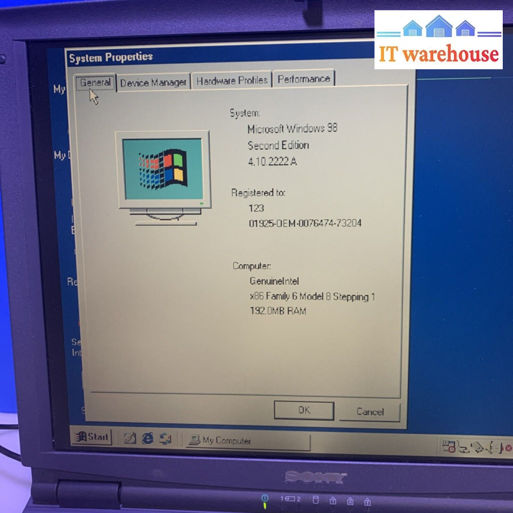 Sony PCG-F430 14.1’’ Laptop Pentium 3 450MHz 192MB Ram 8.5GB HD CD-ROM WIN98