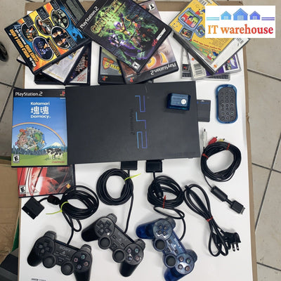 Sony PlayStation 2 Console 2 Controller Mem Card 10 + Games