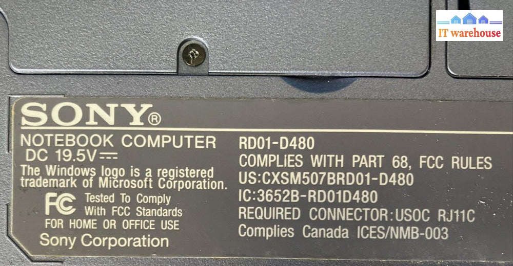 Sony RD01-D480 15" Laptop Intel Pentium 4 CPU / 512MB RAM / 100GB HDD (Read) ~