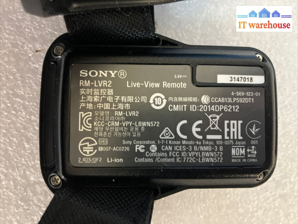 ~ Sony Rm-Lvr2 Live View Remote Control Action Cam With Strap & Usb Power Cable